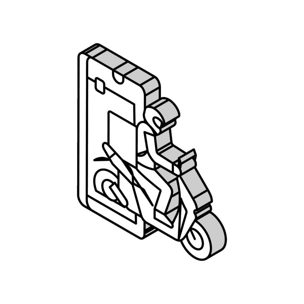 mobile app courier isometric icon vector illustration