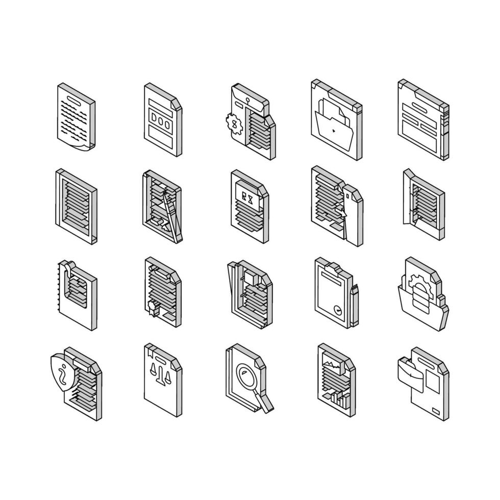 document paper file business page isometric icons set vector