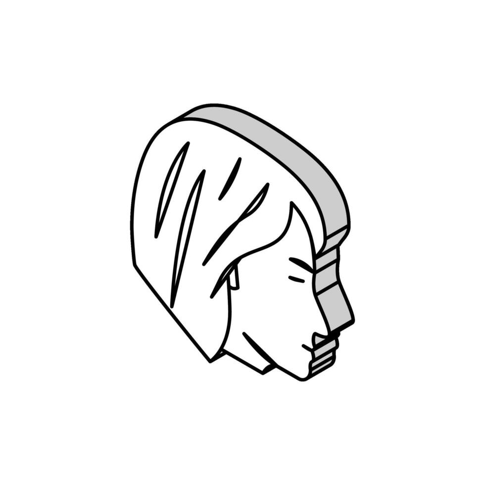 bob cut hairstyle female isometric icon vector illustration