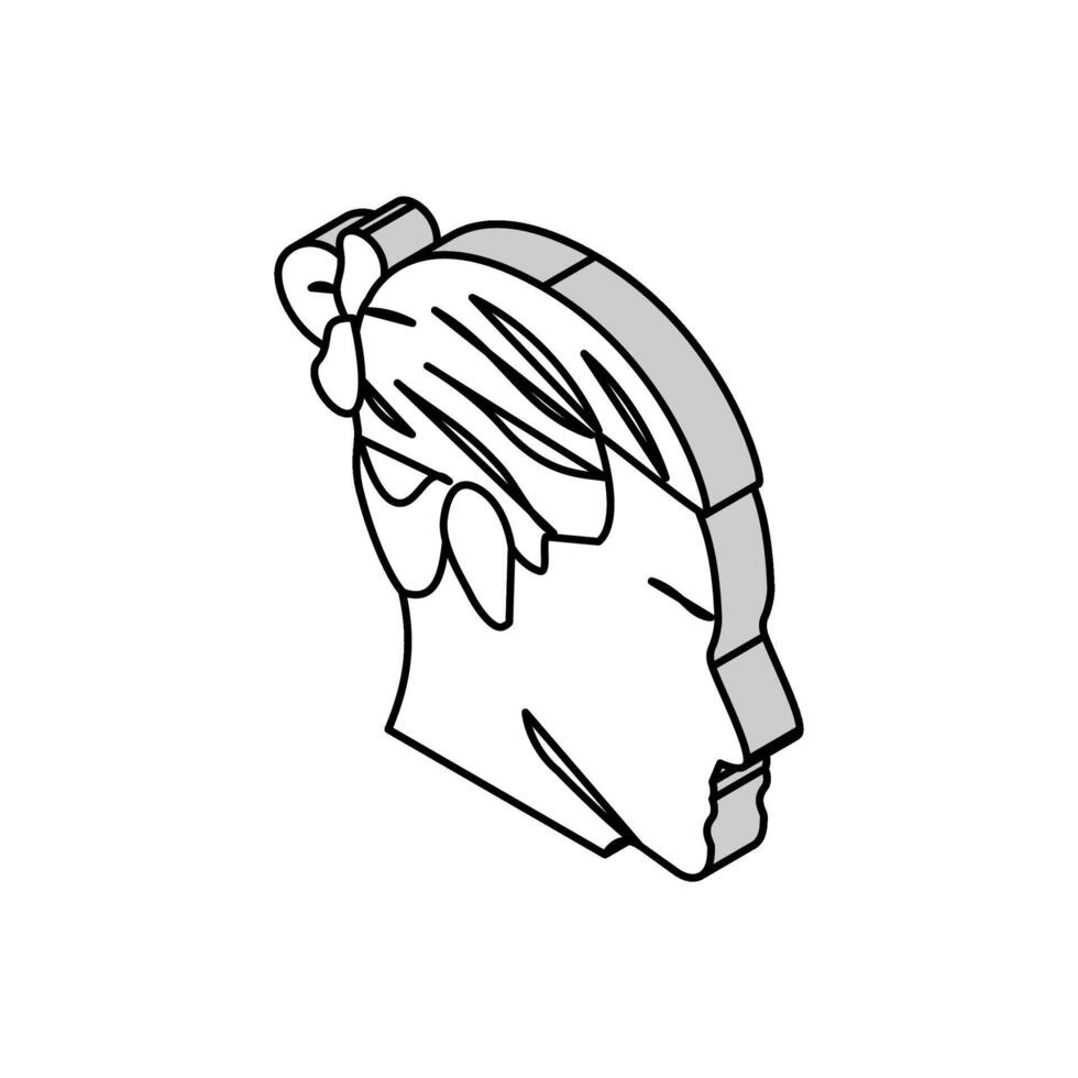 man bun hairstyle male isometric icon vector illustration