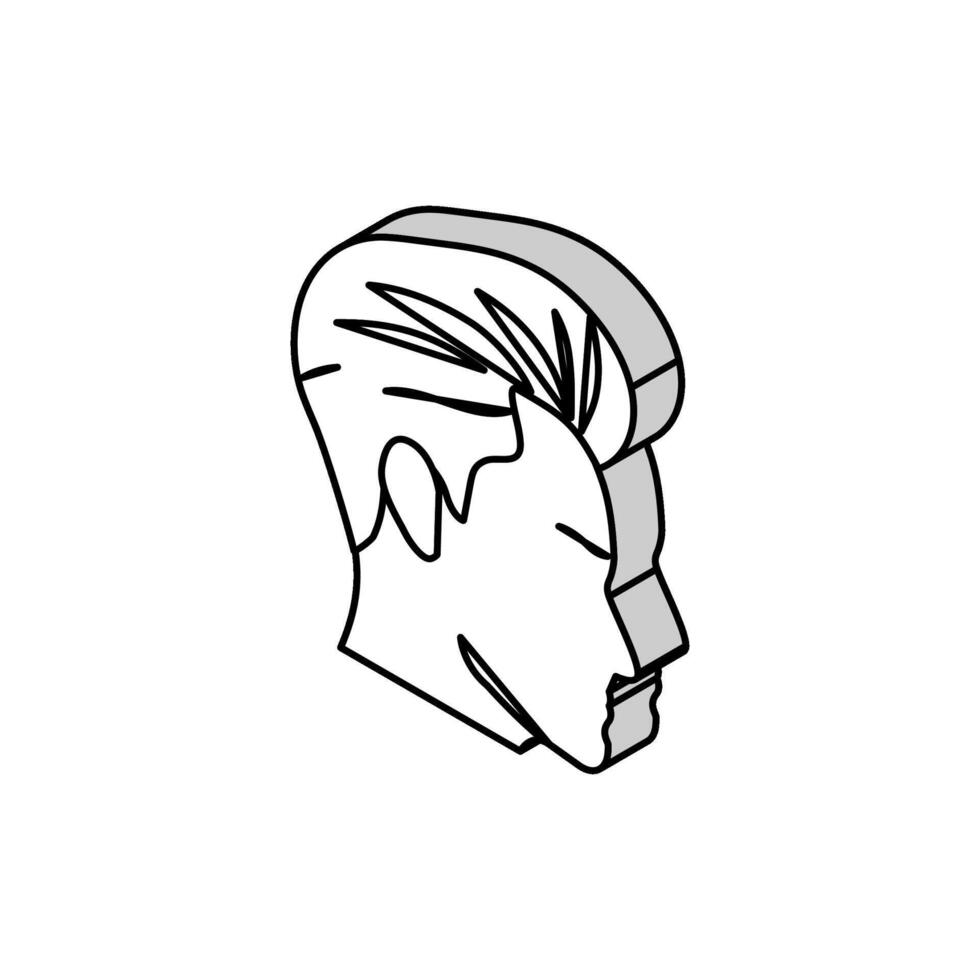 copete peinado masculino isométrica icono vector ilustración