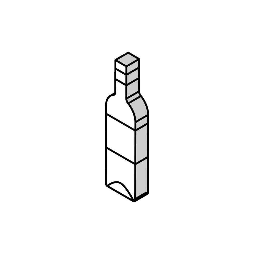 wine glass bottle isometric icon vector illustration