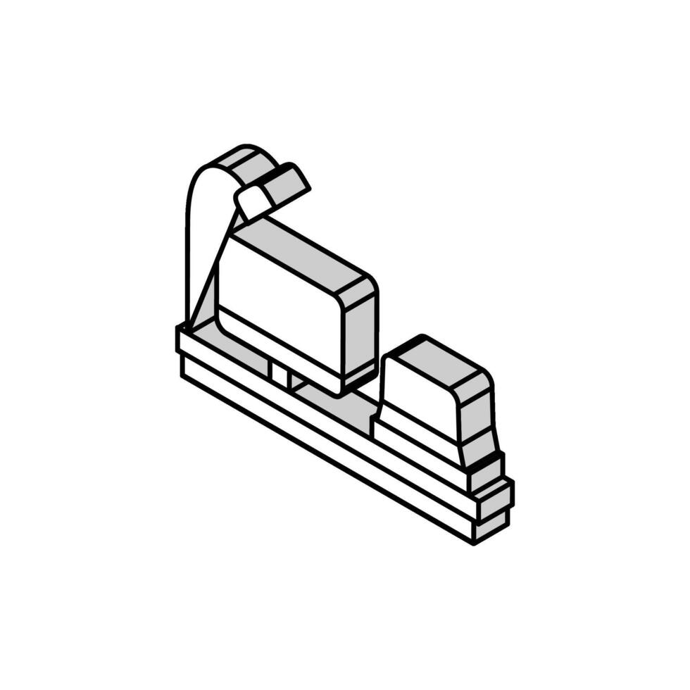 monitor laptop stand lamp home office isometric icon vector illustration