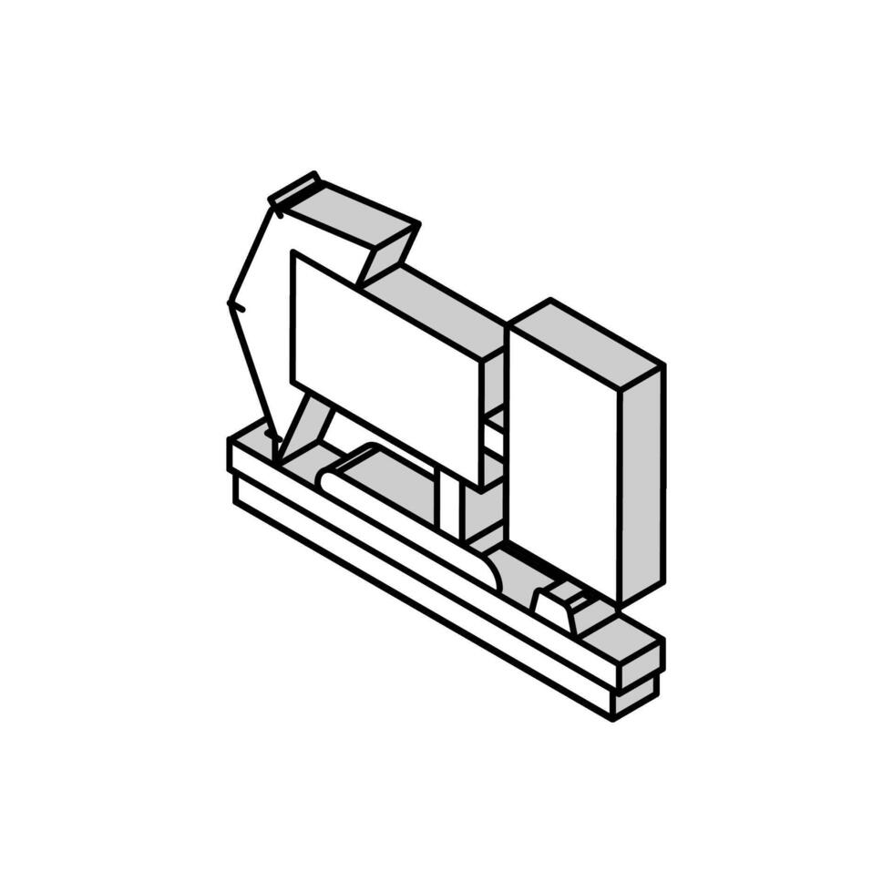 monitor lamp home office isometric icon vector illustration