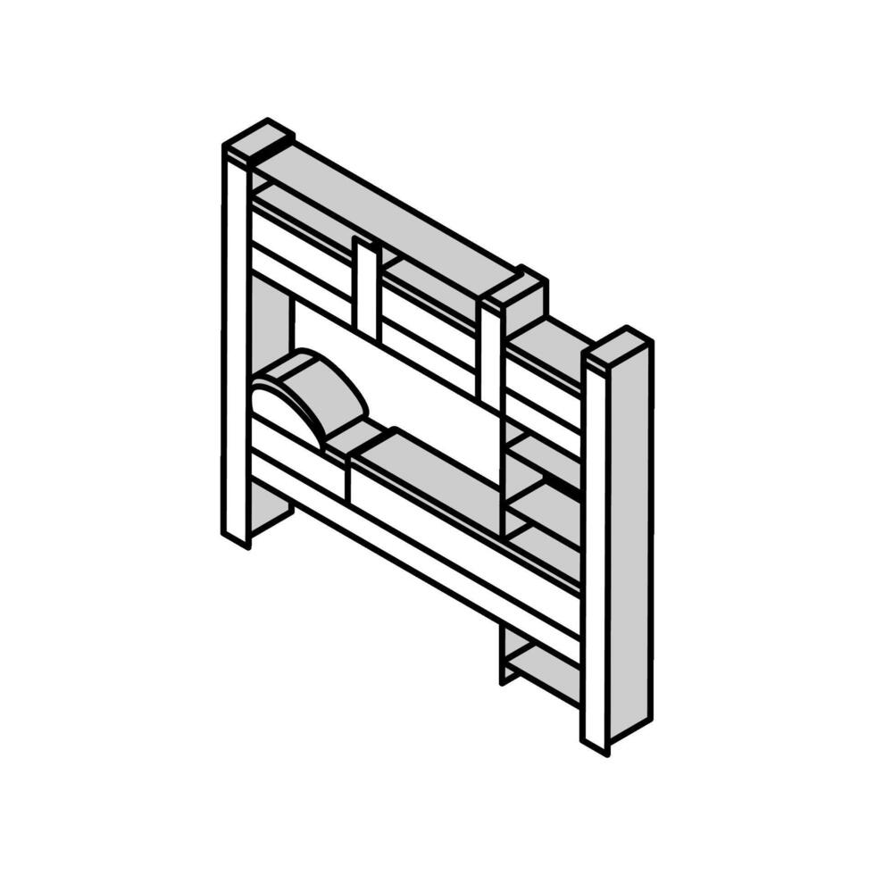 litera cama niño dormitorio isométrica icono vector ilustración