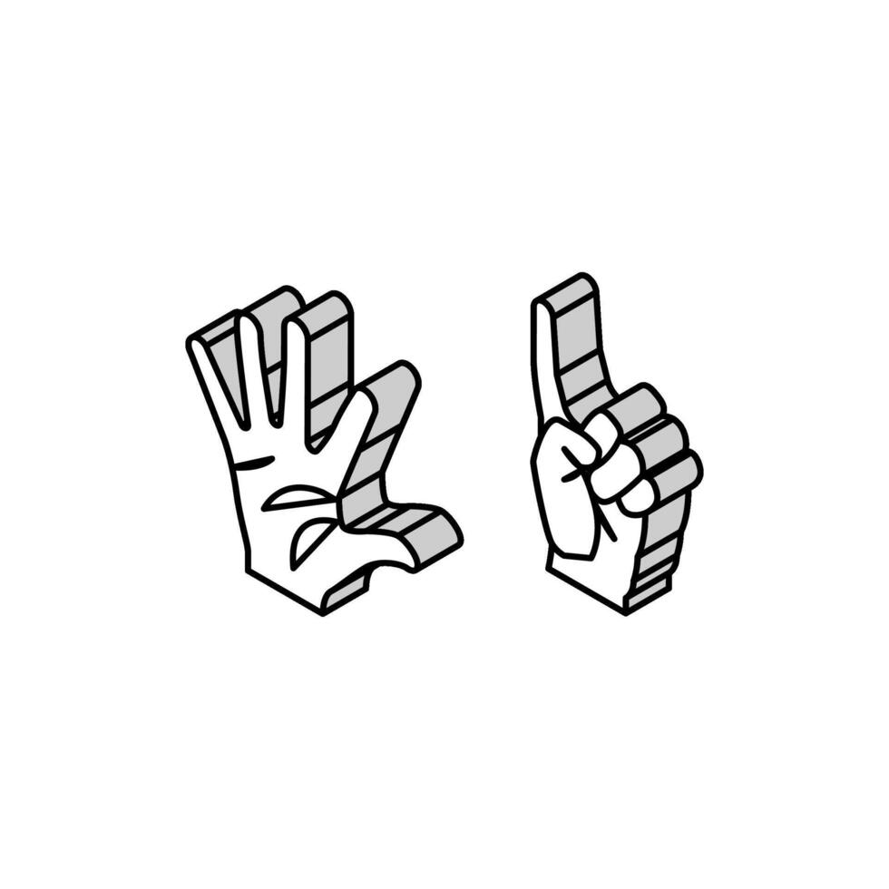 seis número mano gesto isométrica icono vector ilustración