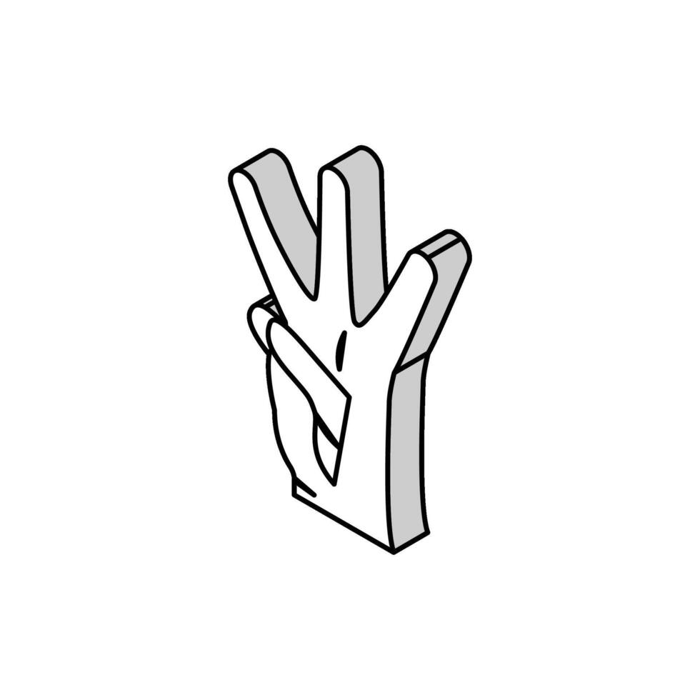 three number hand gesture isometric icon vector illustration