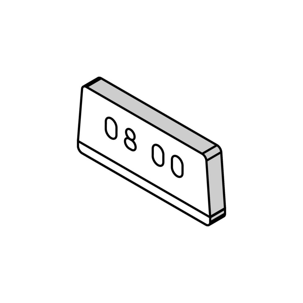 digital alarma reloj dormitorio interior isométrica icono vector ilustración