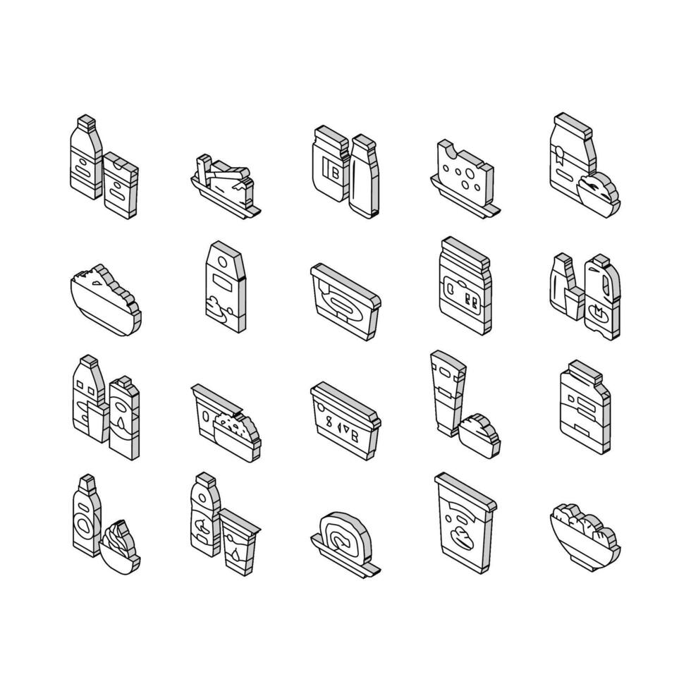 milk product dairy drink fresh isometric icons set vector