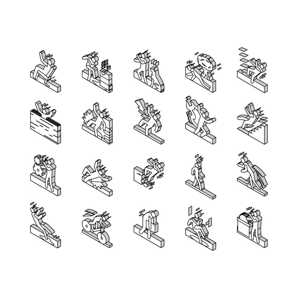 accidente lesión la seguridad hombre riesgo isométrica íconos conjunto vector