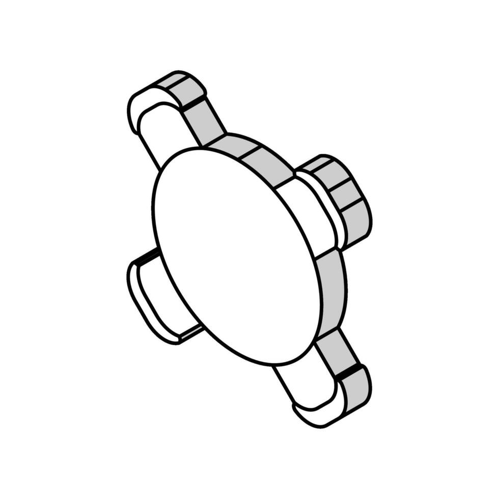 redondo mesa silla parte superior ver isométrica icono vector ilustración
