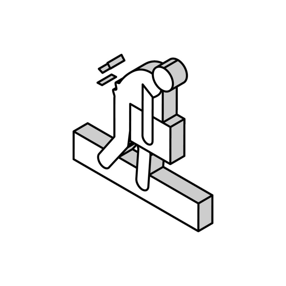 back hurts man sprain isometric icon vector illustration