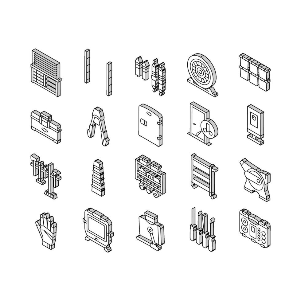 garage tools service auto repair isometric icons set vector