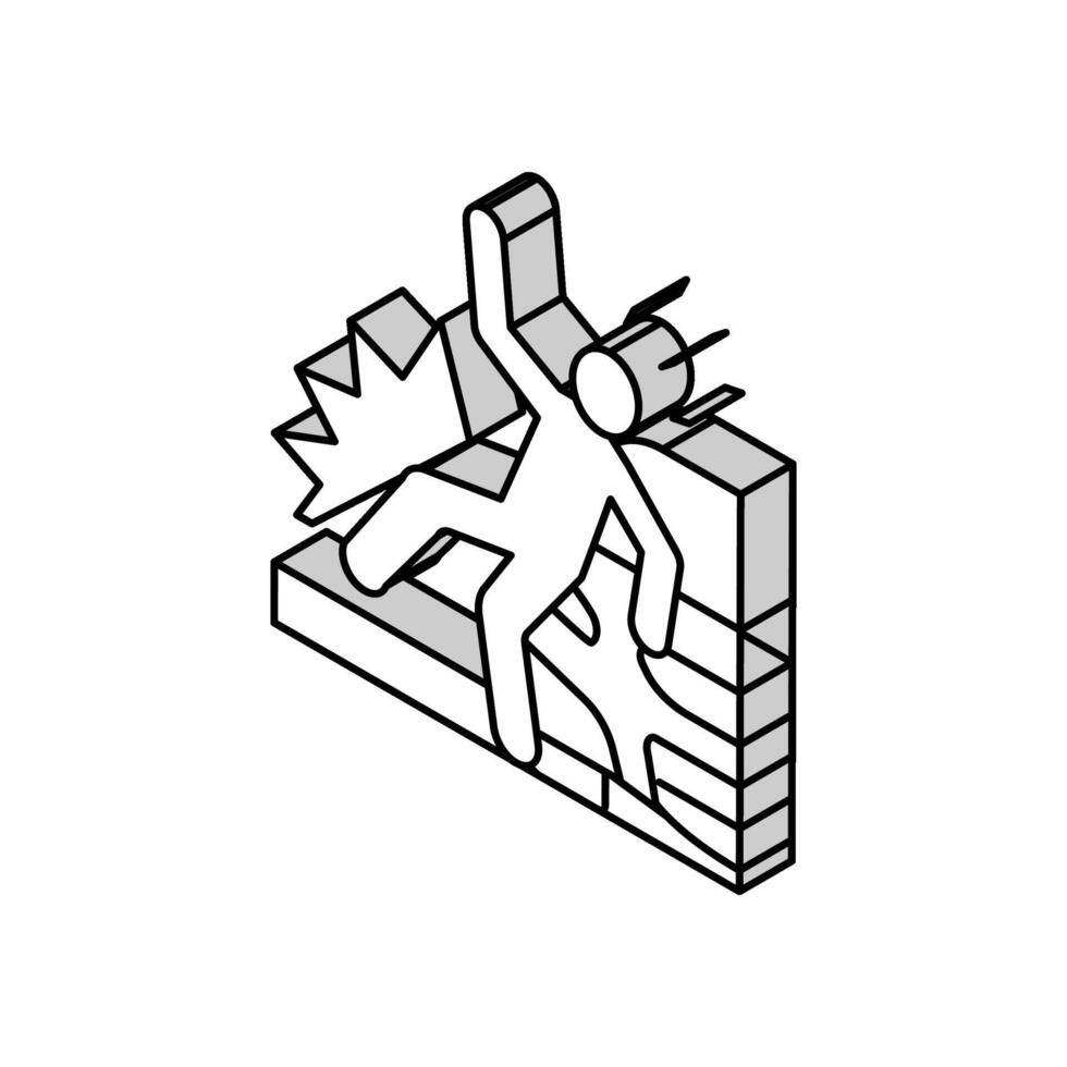 machine hit man accident isometric icon vector illustration