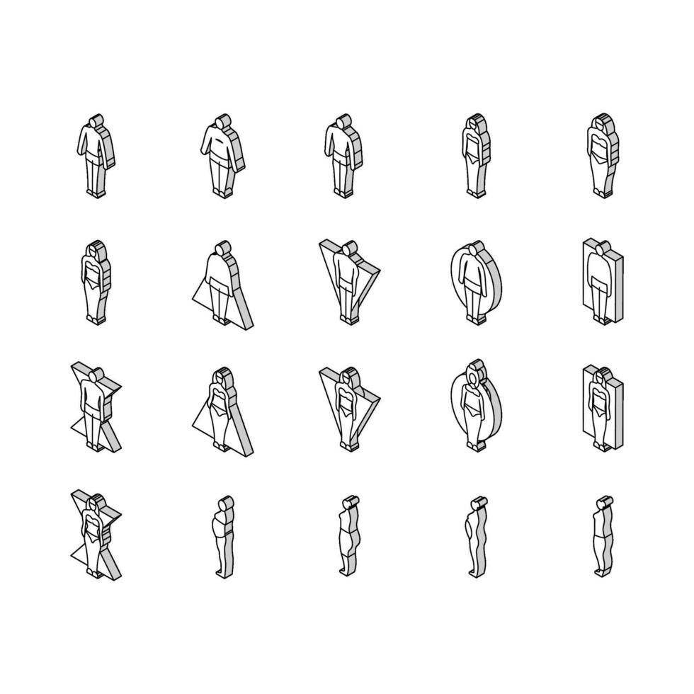 cuerpo humano anatomía figura isométrica íconos conjunto vector