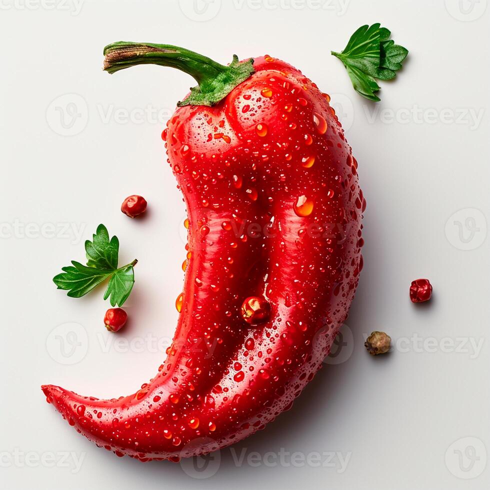AI generated Hot chili pepper on white isolated background - AI generated image photo
