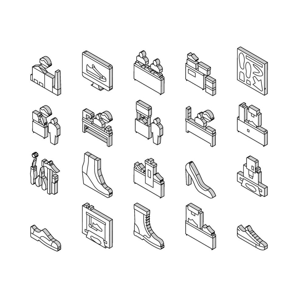 Shoes Repair Service Collection isometric icons set vector