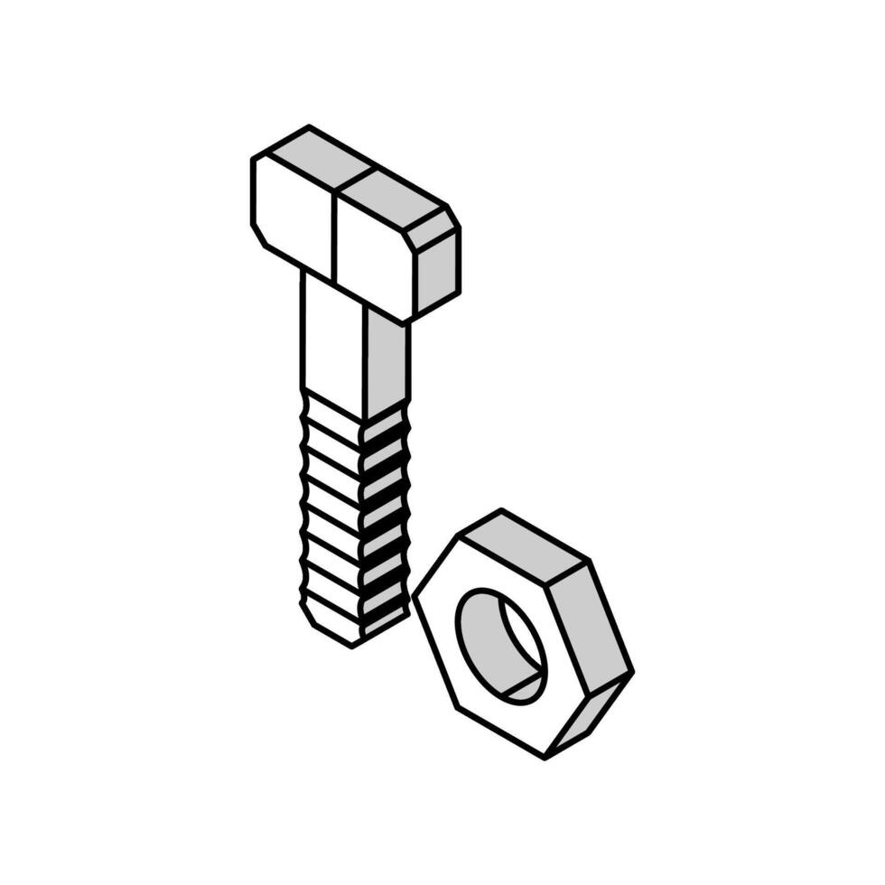 nut and bolt tool work isometric icon vector illustration