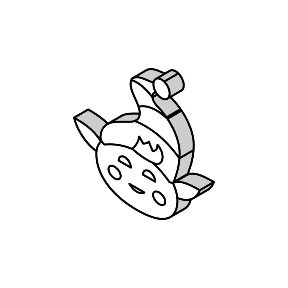 cabeza duende Navidad Navidad isométrica icono vector ilustración