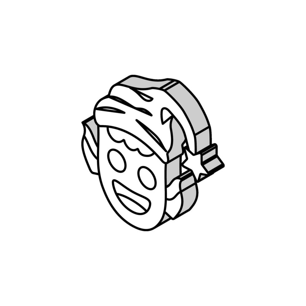 head elf christmas cute isometric icon vector illustration