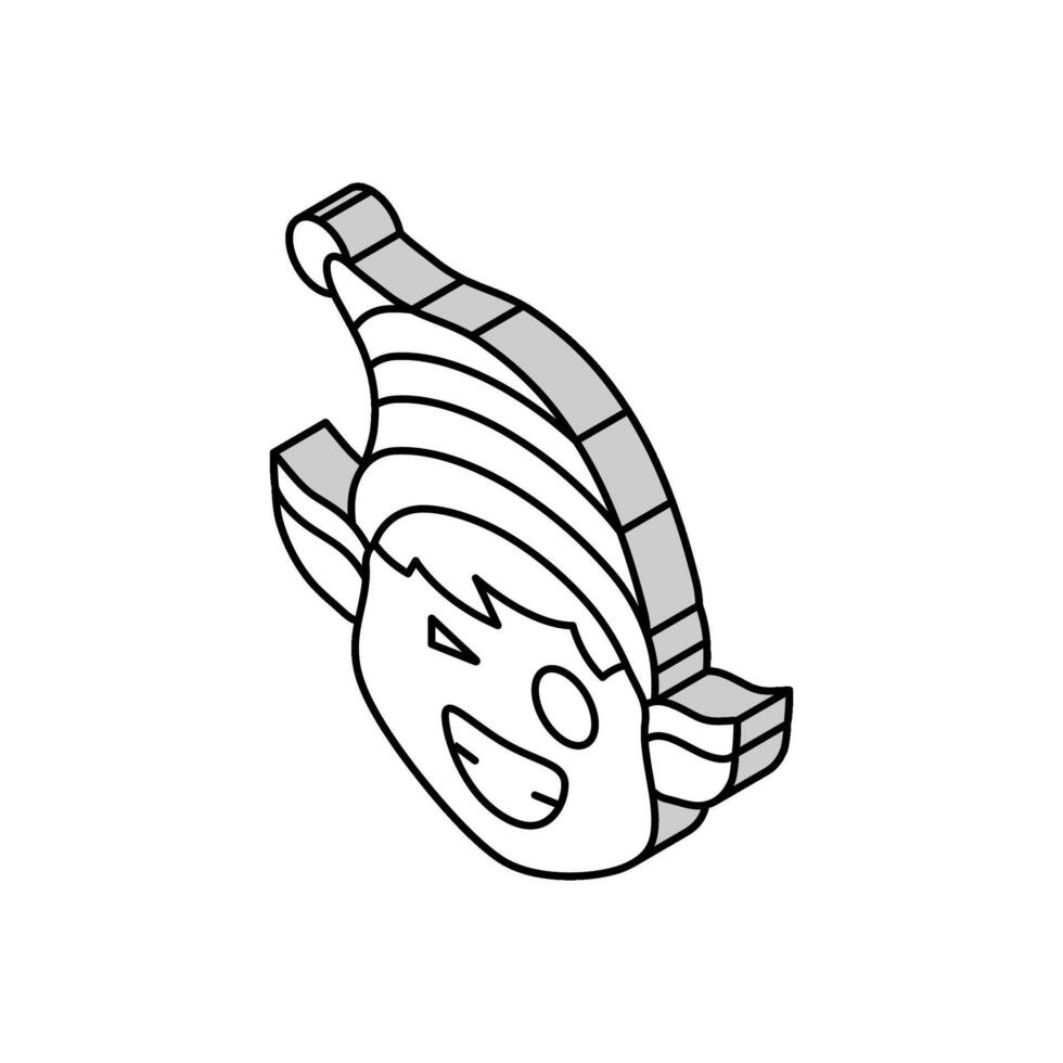 head elf funny isometric icon vector illustration