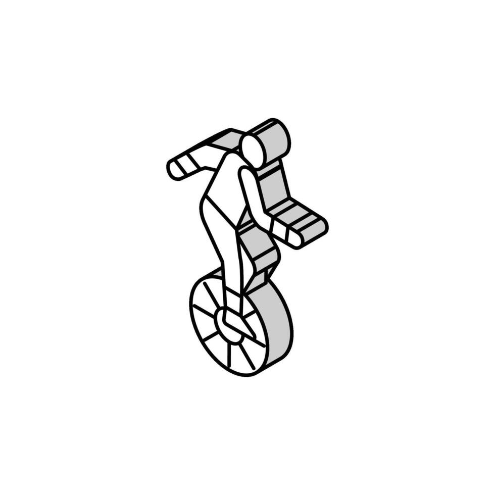unicycle carnival vintage show isometric icon vector illustration