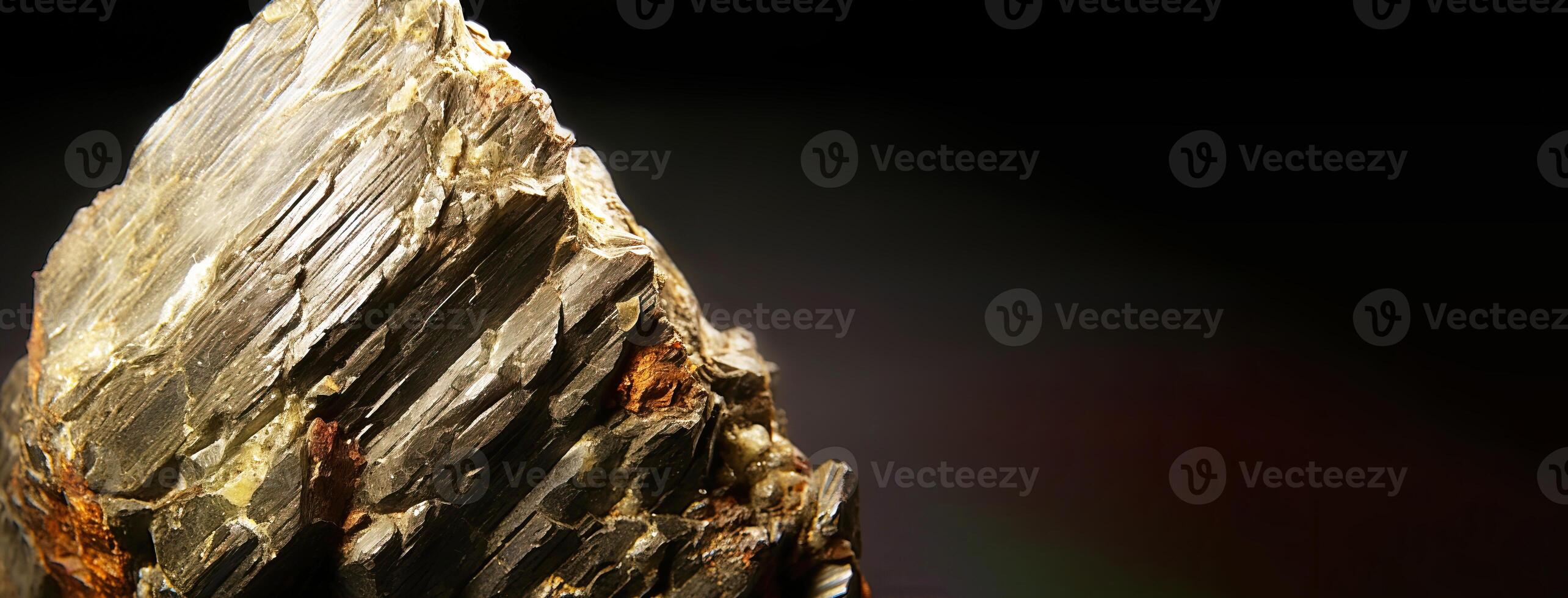 AI generated Aliettite is a rare precious natural stone on a black background. AI generated. Header banner mockup with space. photo