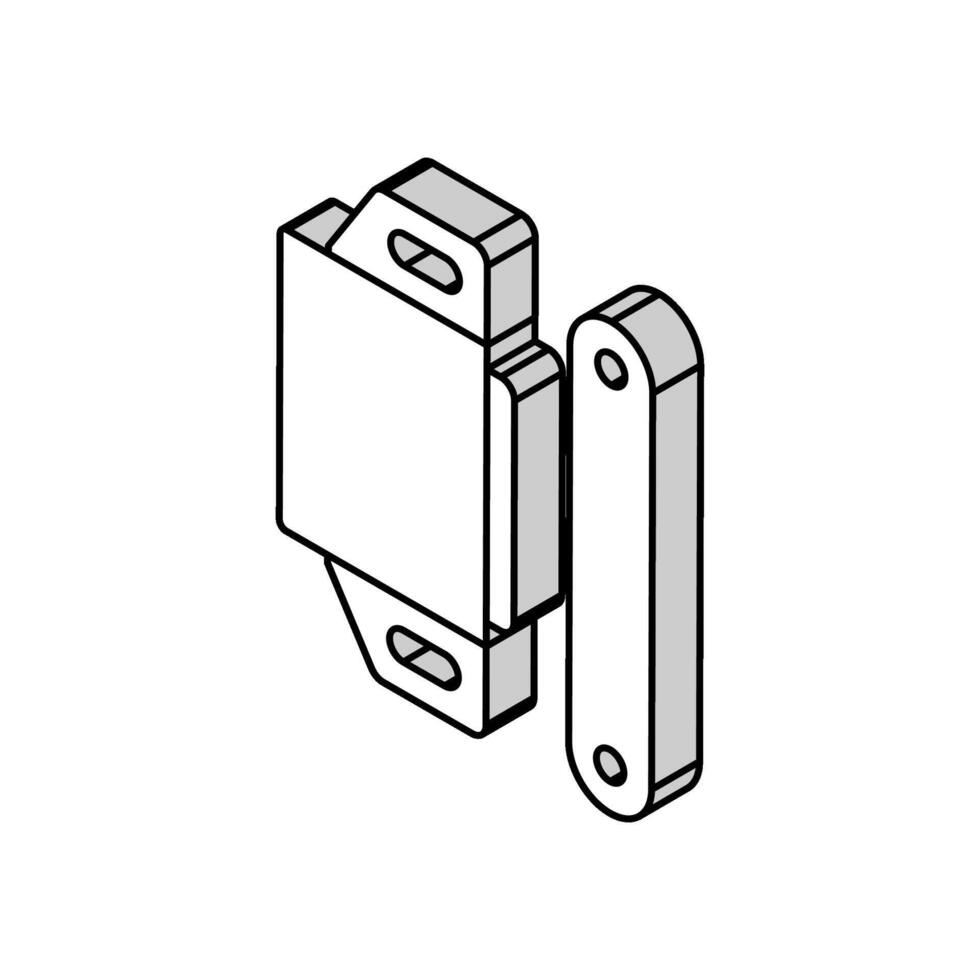 magnetic catch hardware furniture fitting isometric icon vector illustration