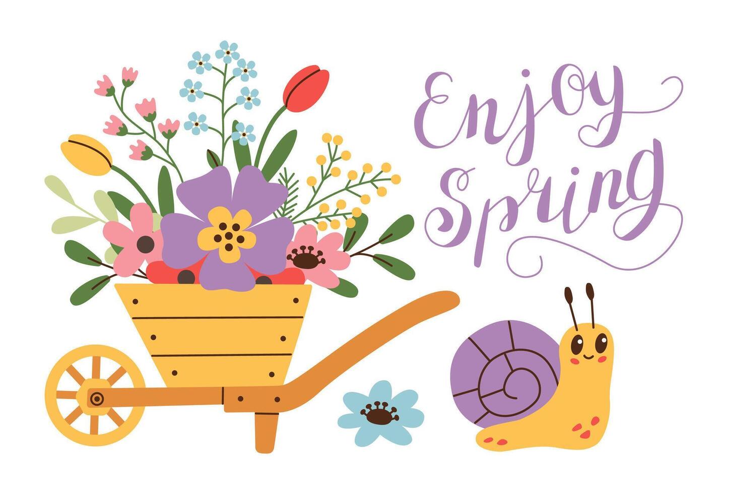 Floral bouquet on white background. Floral spring poster, invite. Vector illustration or greeting card or invitation design.