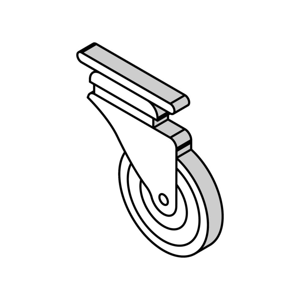 casters wheel hardware furniture fitting isometric icon vector illustration