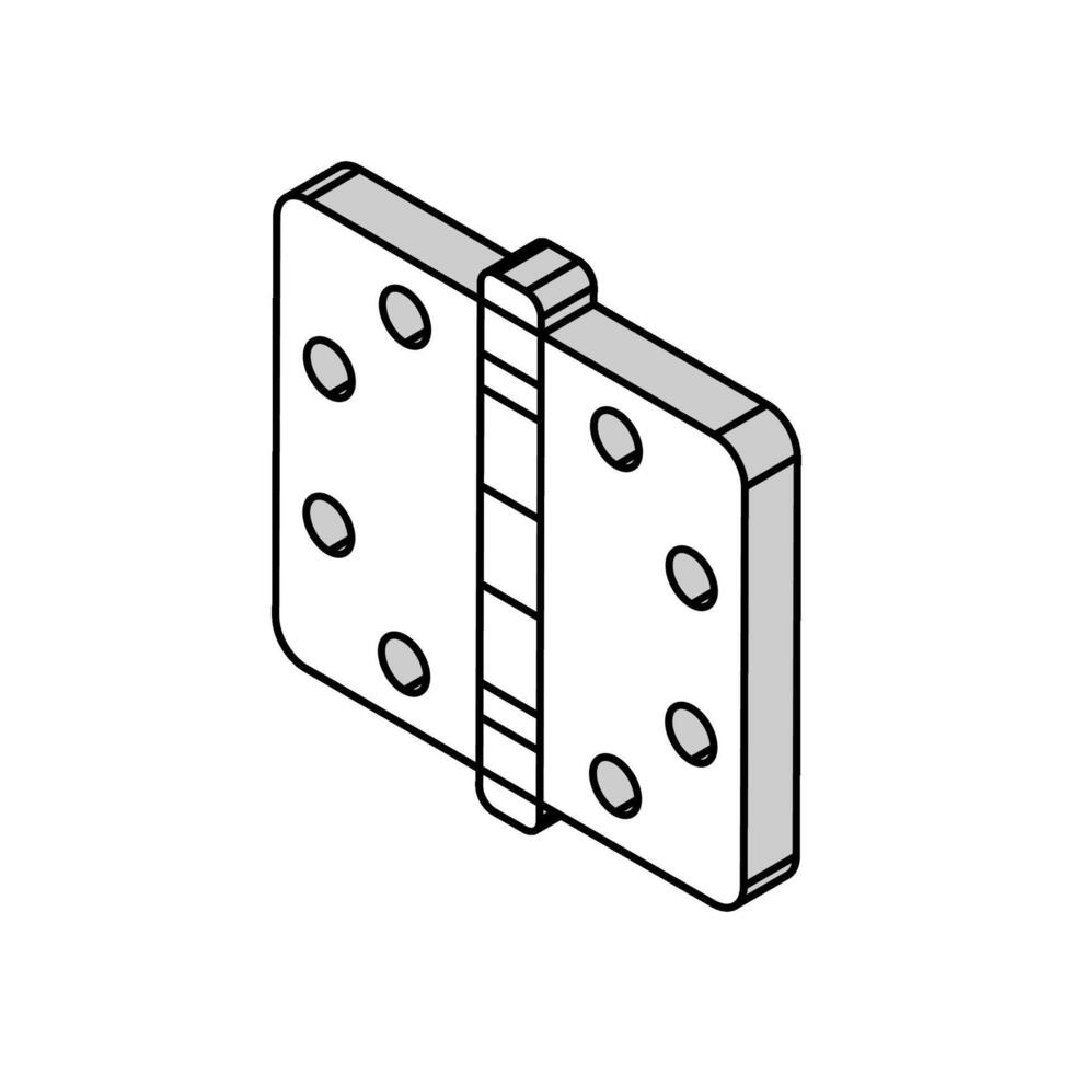 hinge hardware furniture fitting isometric icon vector illustration