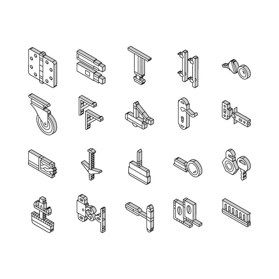 hardware furniture equipment isometric icons set vector