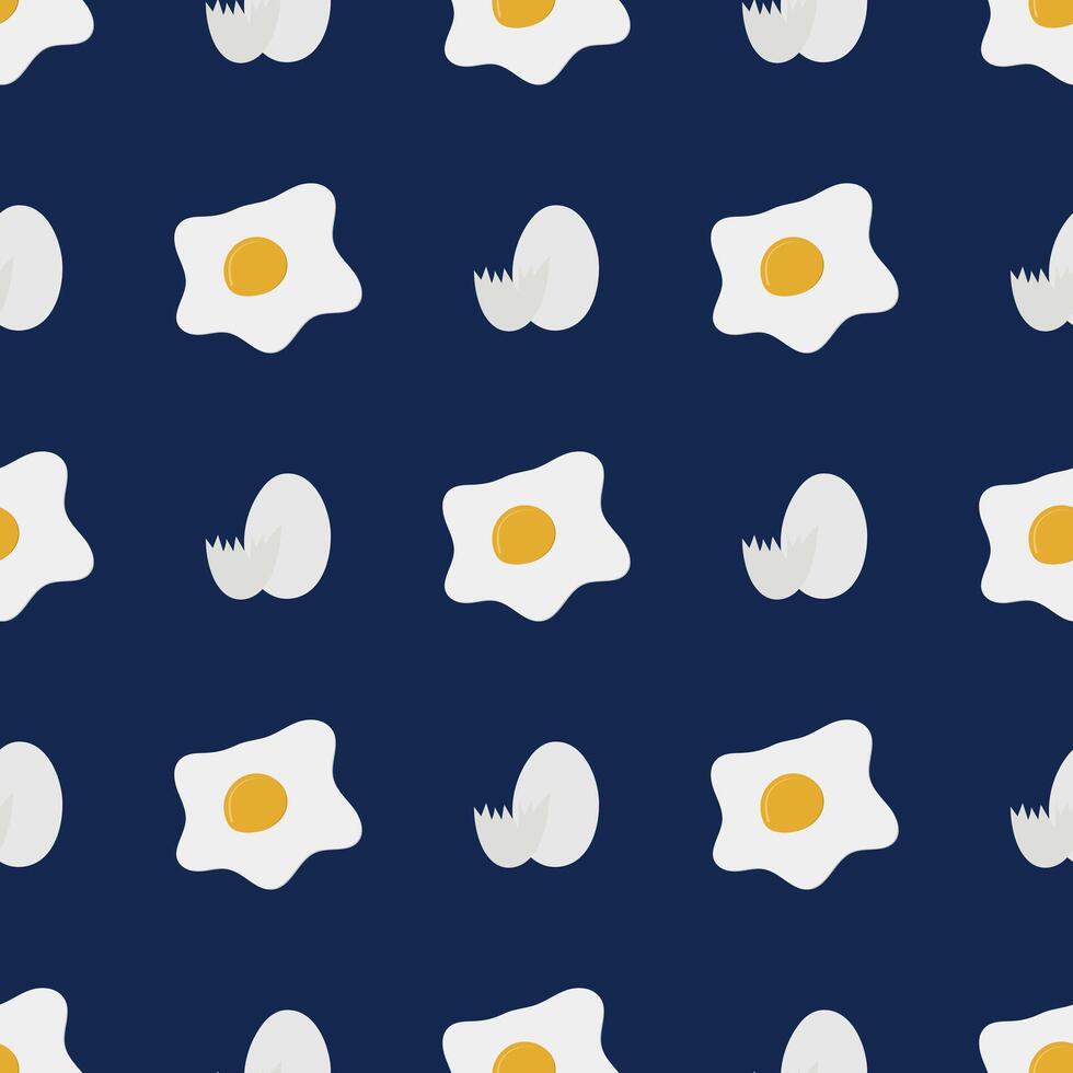 Simple seamless pattern of scrambled eggs. Fried egg for food background, backdrop. Vector