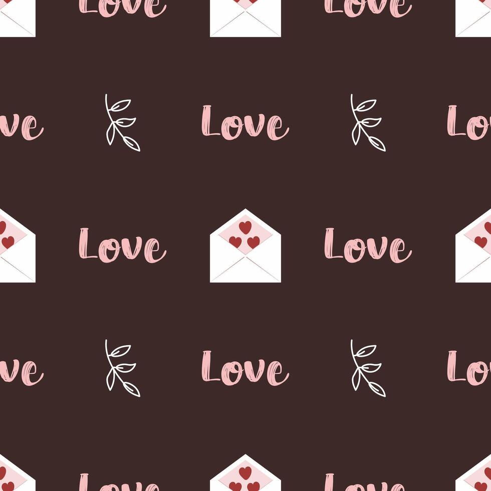Seamless pattern with envelopes and hearts for Valentine's Day. Love Letter. Flat style vector image.