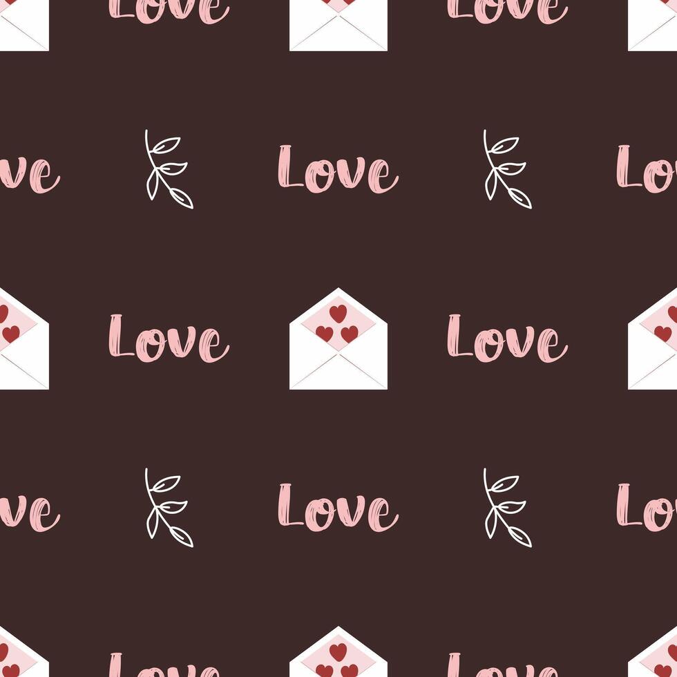 Seamless pattern with envelopes and hearts for Valentine's Day. Love Letter. Flat style vector image.