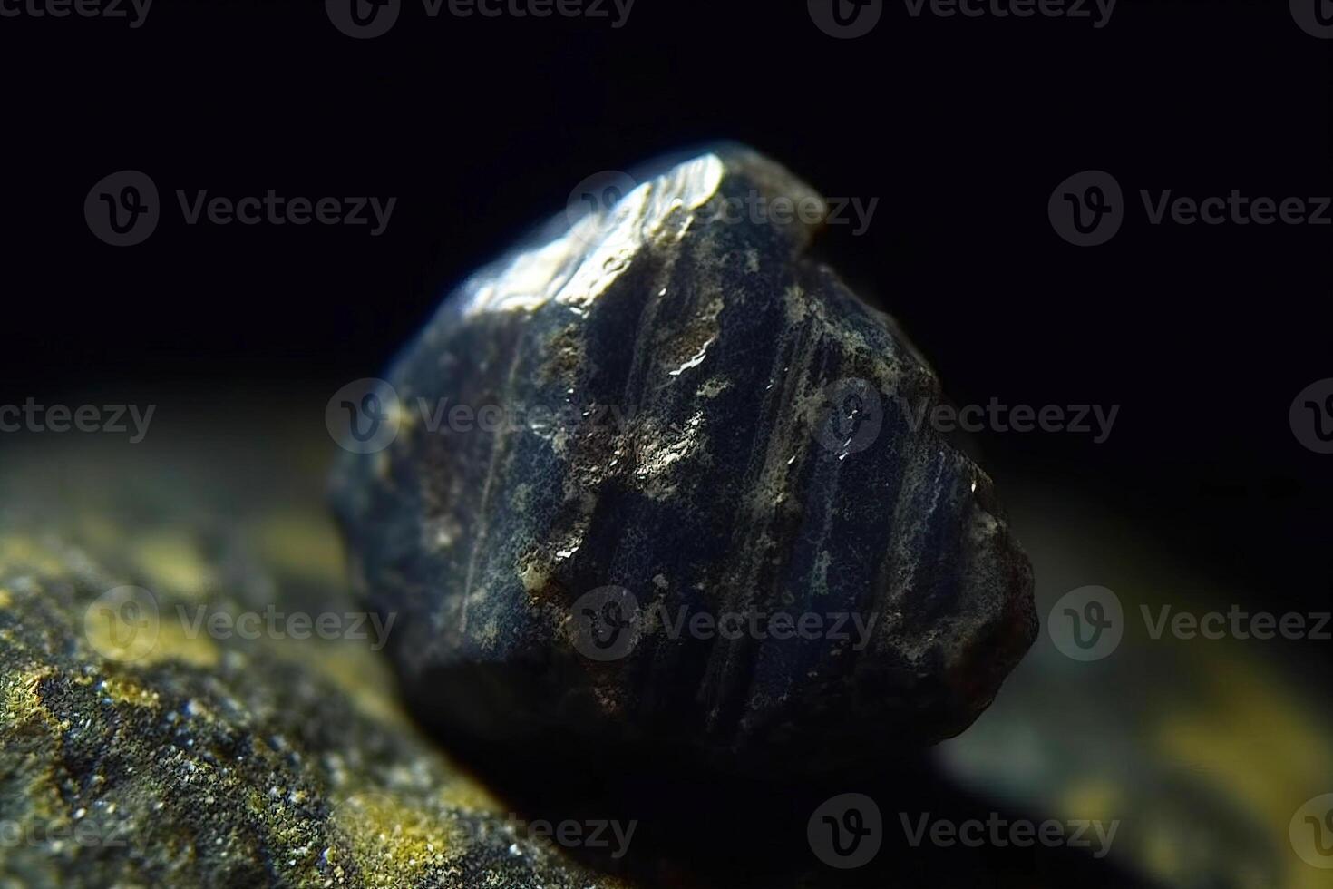 AI generated Drysdallite is a rare precious natural stone on a black background. AI generated. Header banner mockup with space. photo