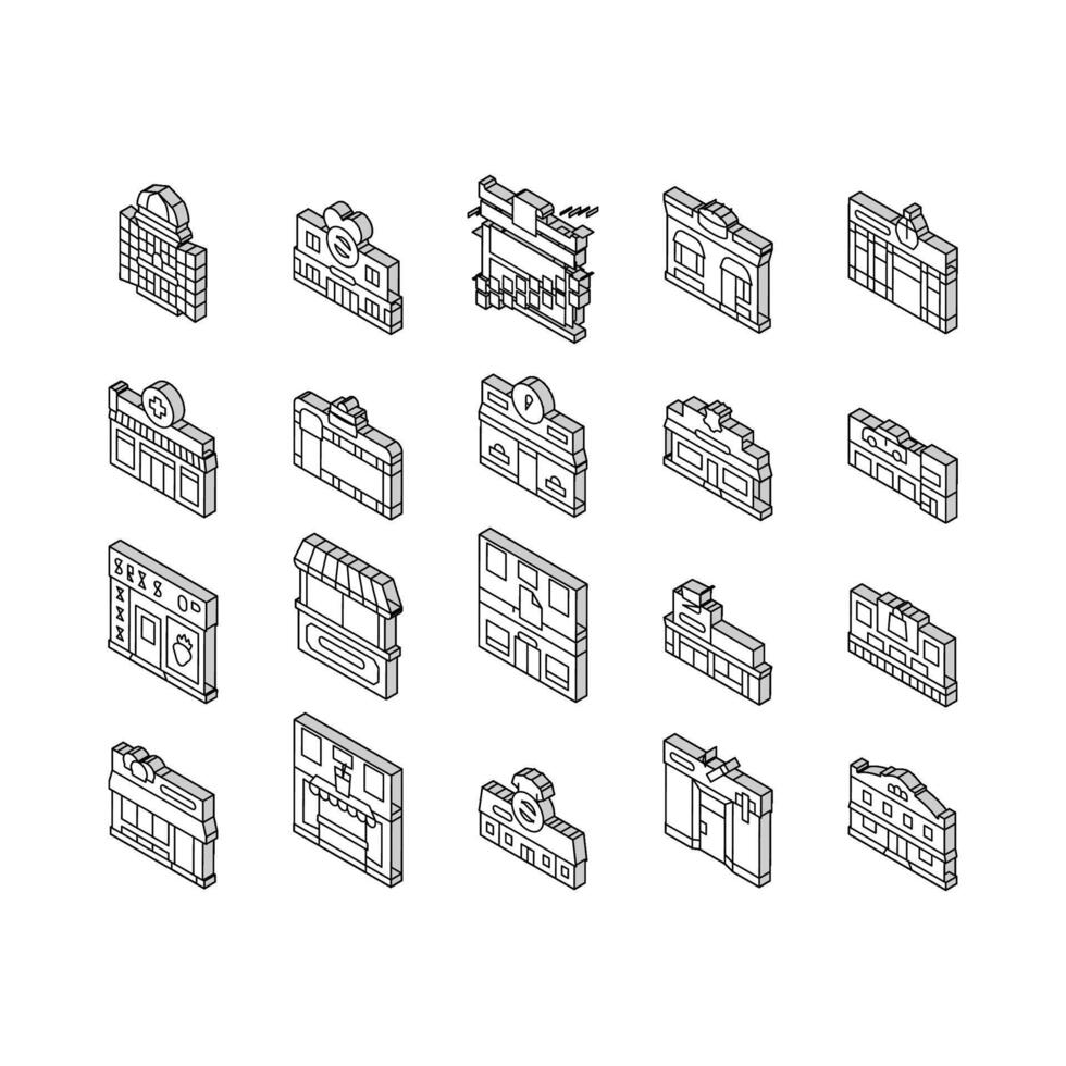 shop store market sale isometric icons set vector