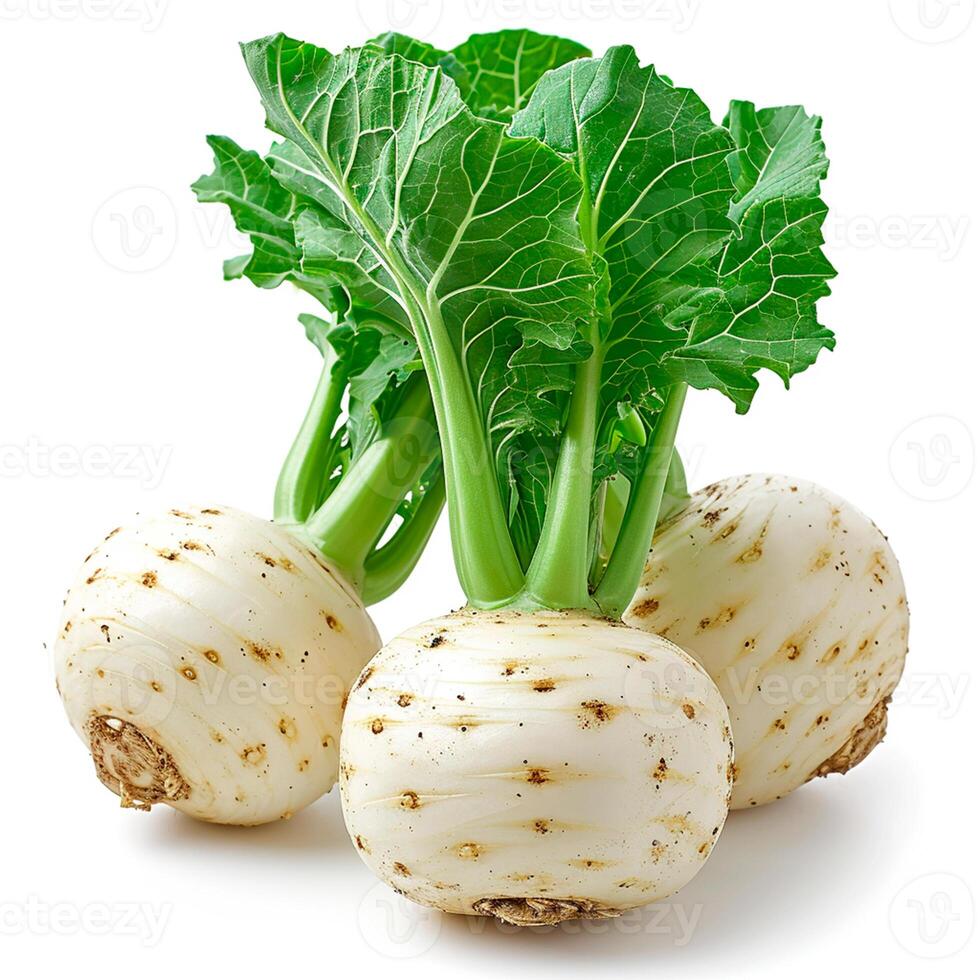 AI generated Kohlrabi vegetable on white isolated background - AI generated image photo