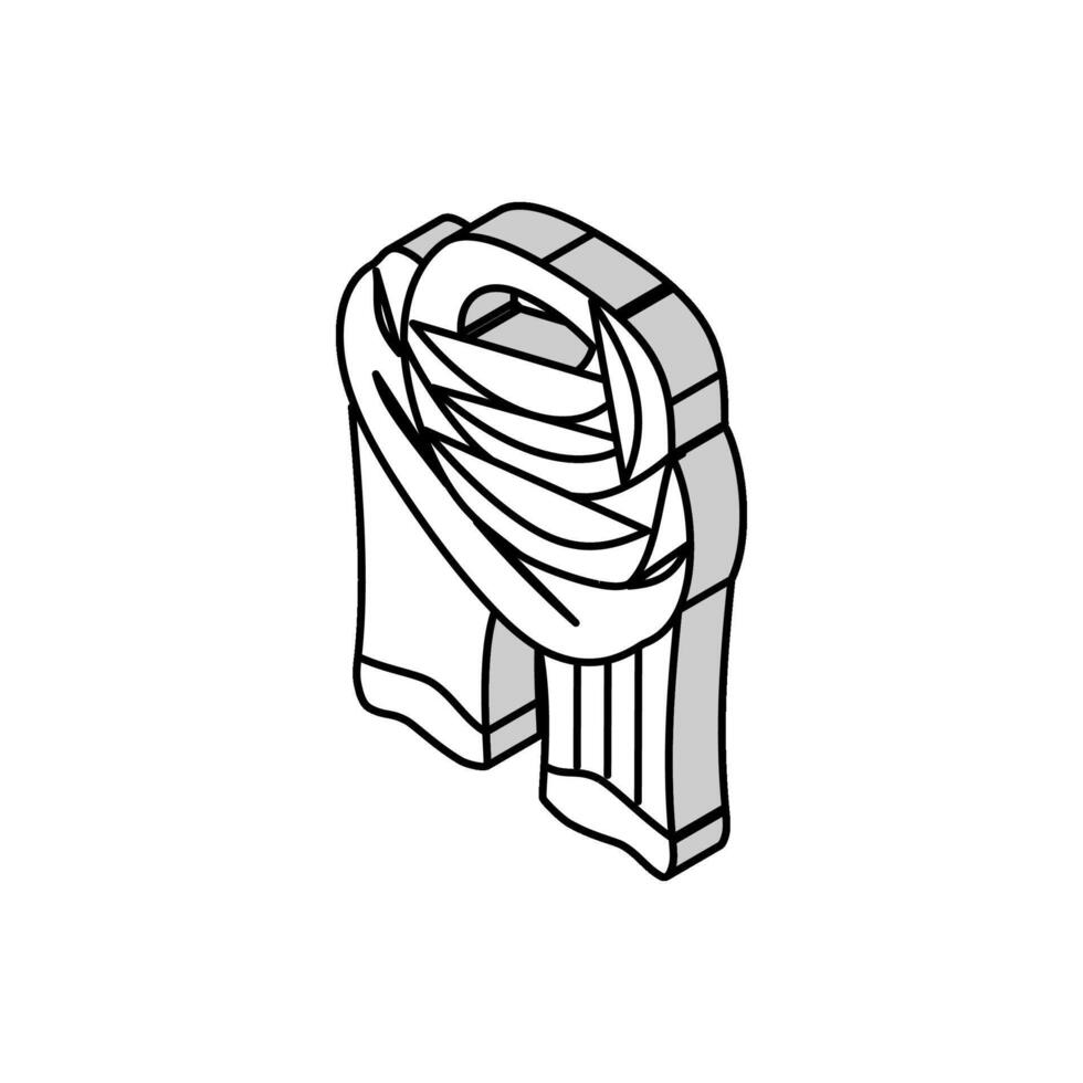 scarf knitting wool isometric icon vector illustration