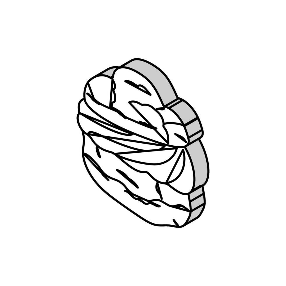 vanilla cream puff food snack isometric icon vector illustration