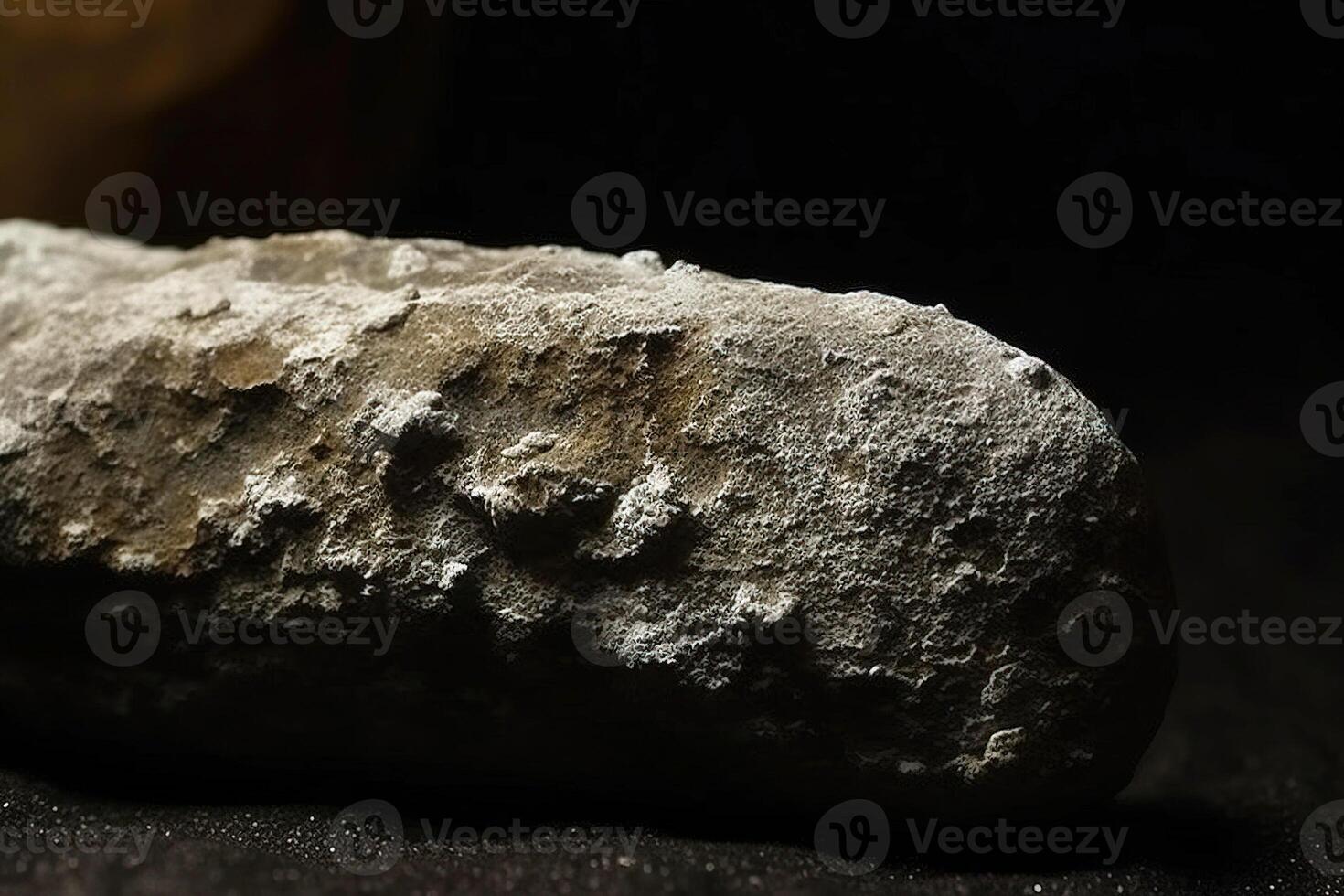 AI generated Brushite is a rare precious natural stone on a black background. AI generated. Header banner mockup with space. photo