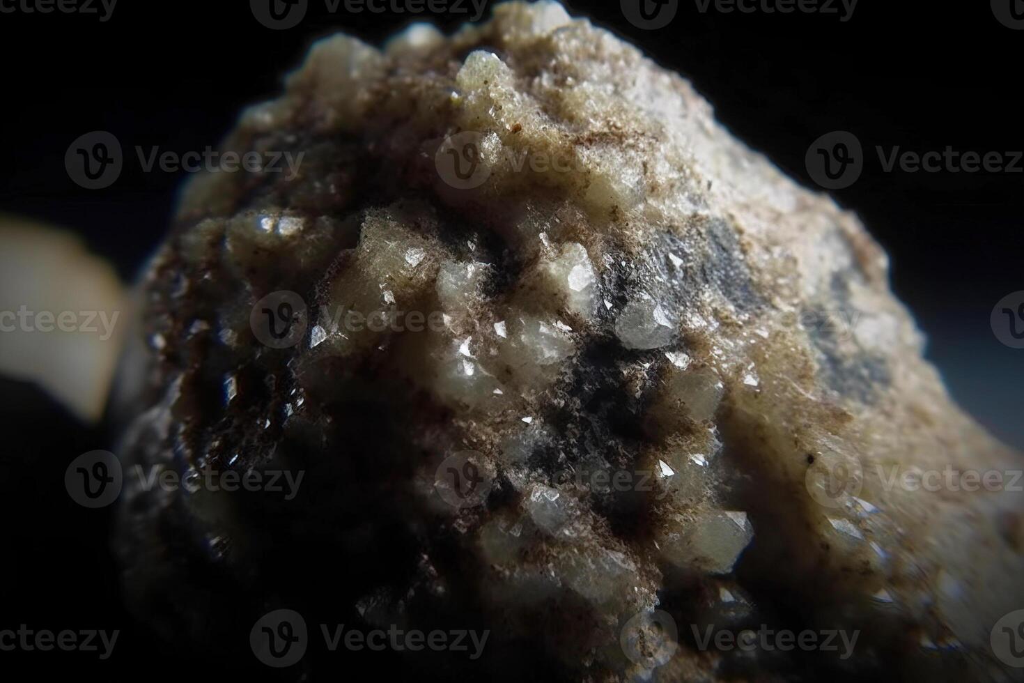 AI generated Boehmite is a rare precious natural stone on a black background. AI generated. Header banner mockup with space. photo