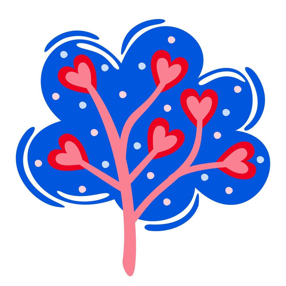Bright decorative tree with hearts. Love concept. Simple vector isolated illustration