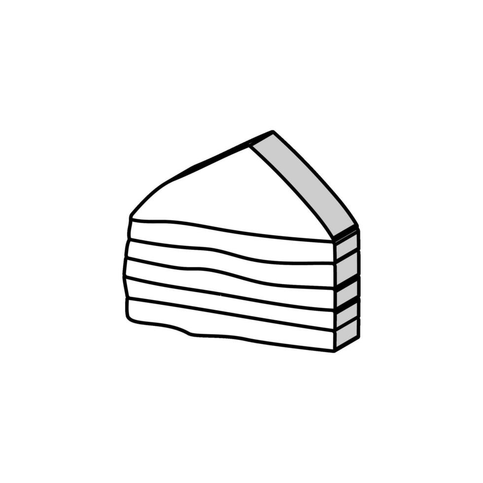 tiramisu slice sweet food isometric icon vector illustration