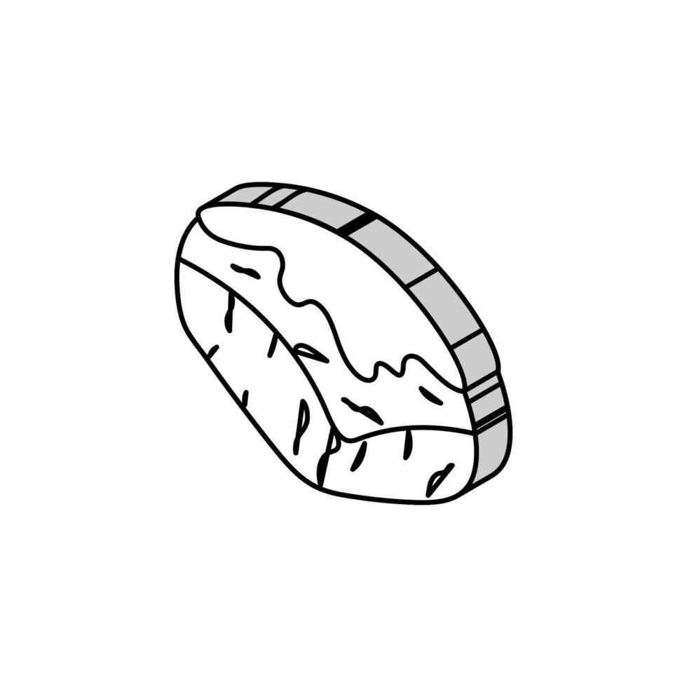 condimentado bollo comida comida isométrica icono vector ilustración