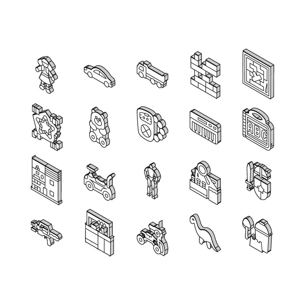 toy baby child game play isometric icons set vector