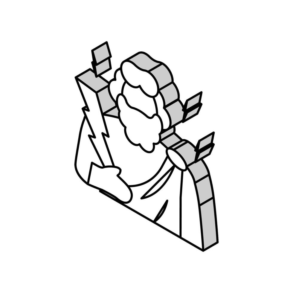zeus greek god mythology isometric icon vector illustration