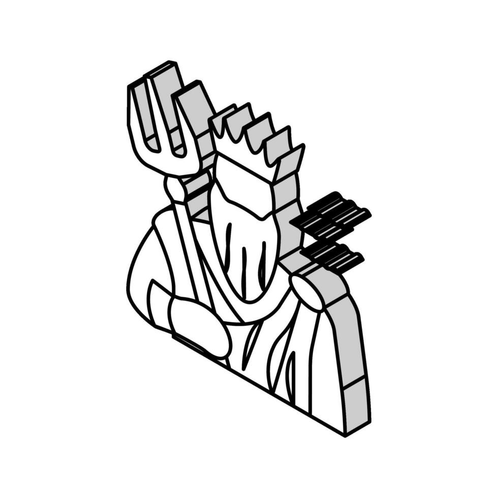poseidon greek god mythology isometric icon vector illustration