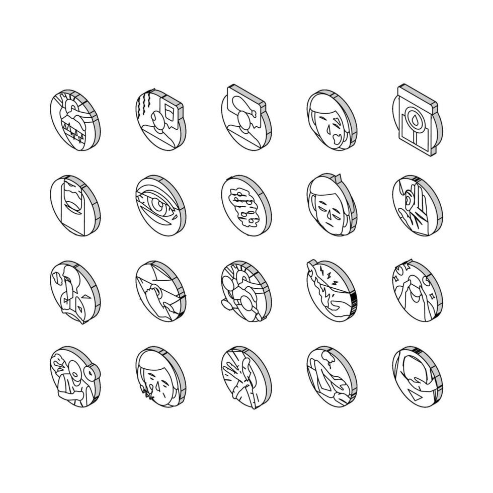 disease symptom health isometric icons set vector