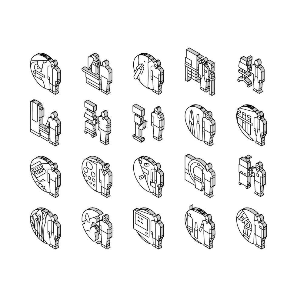 medical technician isometric icons set vector